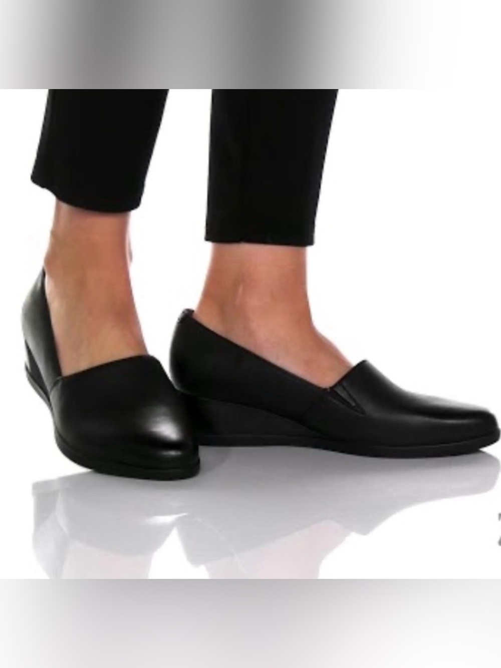 Classic Black Slip-On Wedge Loafers - Women